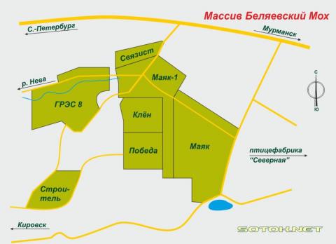 План массива садоводств "Беляевский мох" 