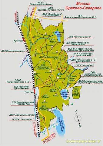План массива садоводств "Орехово-Северное" 