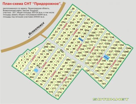 План СНТ "Придорожное" (массив "Блудное", Всеволожский р-н)